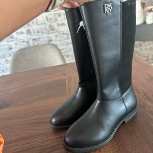 DKNY Black Leather Kids Tall Boots